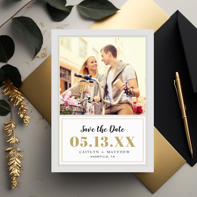 Classy Grey and Gold Photo Save the Date (Creator Uploaded)