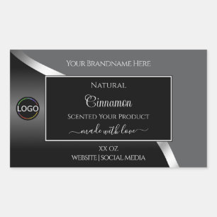 Classy Grey Black Wavy Silver Logo Product Labels