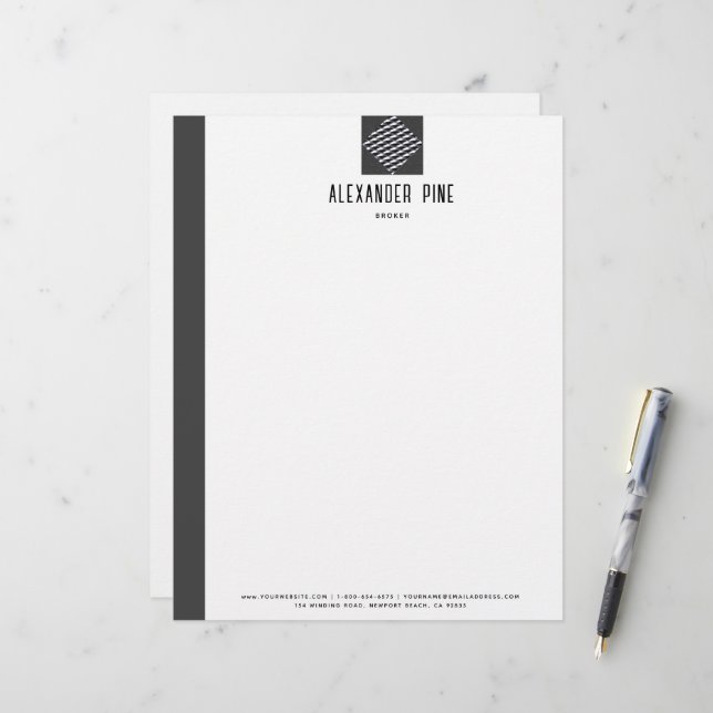 Classy Grey Brushed Metal Professional Business Letterhead (Front/Back In Situ)