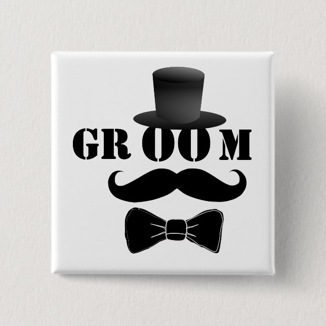 Classy Groom 2 Inch Square Button (Front)