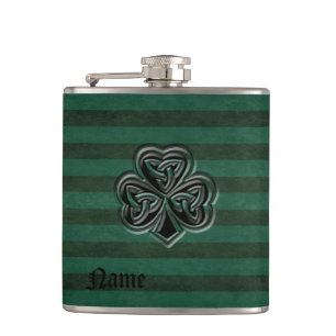 Classy grundge Irish lucky shamrock personalized Hip Flask