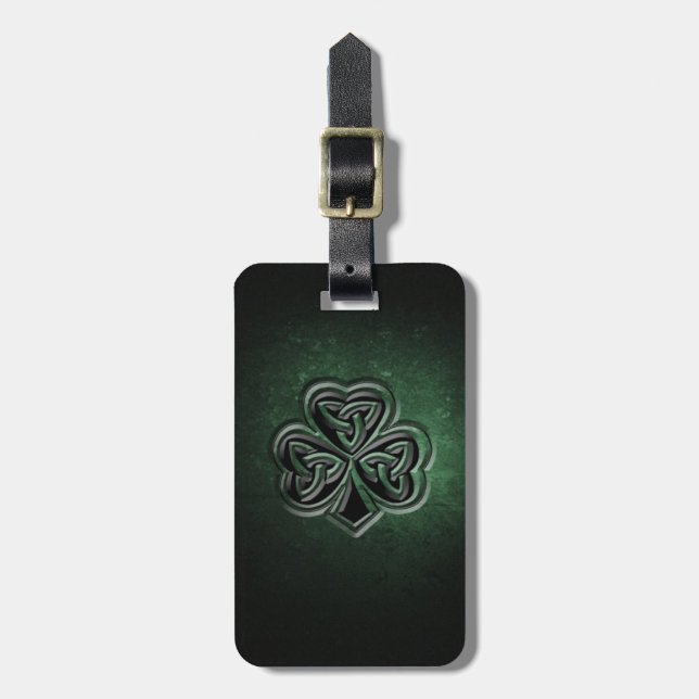 Classy grundge Irish lucky shamrock personalized Luggage Tag (Front Vertical)