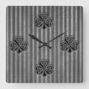 Classy grundge Irish lucky shamrock Square Wall Clock