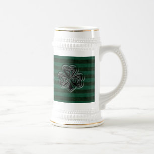 Classy grunge Irish lucky shamrock personalized Beer Stein