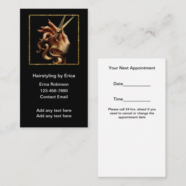 Classy Hair Styliste Client Nomination Cartes (Devant / Derrière)