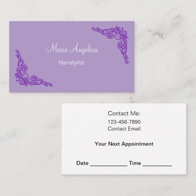 Classy Hairstylist Appointment Business Cards New (Front/Back)