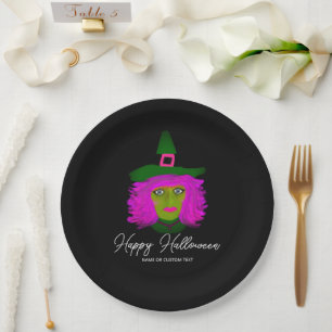 Classy Halloween Glam Witch Party Personalized Paper Plate