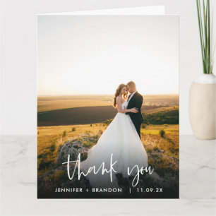 Classy Hand Written Thank you   Wedding Photo Card