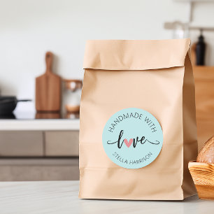 Classy Handmade With Love Personalized Classic Round Sticker