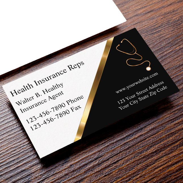 Classy Health Insurance Business Cards (Creator Uploaded)