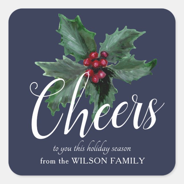 Classy Holly Thank You Stickers (Front)