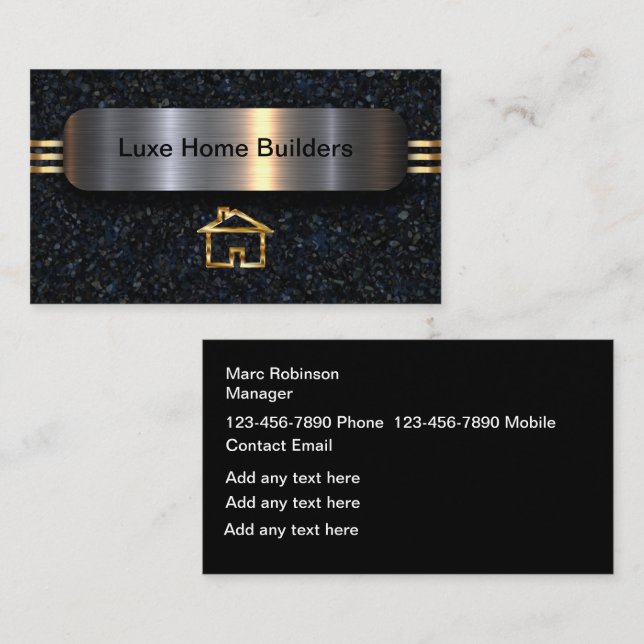 Classy Home Builder Construction Business Cards (Front/Back)