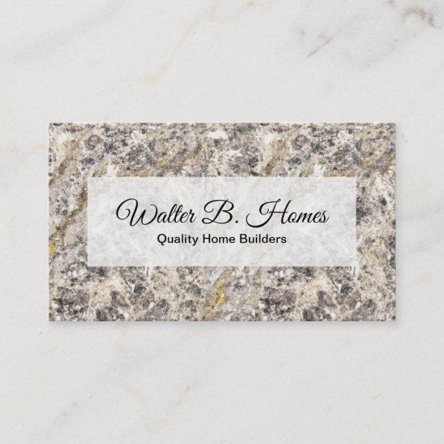 Classy Home Builder Granite Background Business Card (Front)