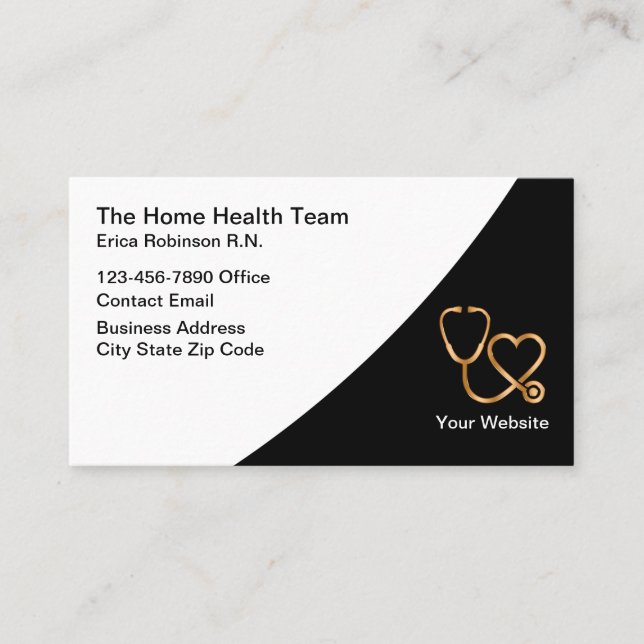 Classy Home Health Care Business Cards (Front)