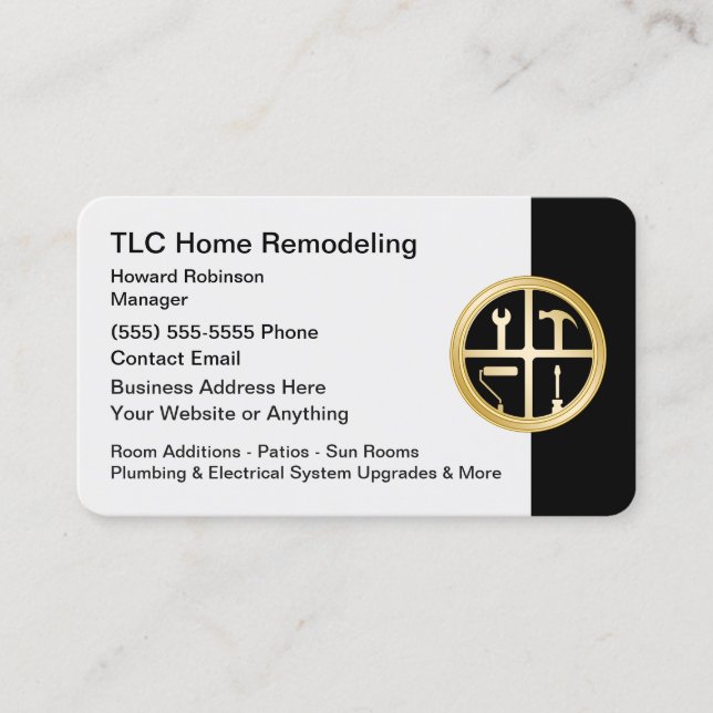 Classy Home Remodeling Services Business Card (Front)