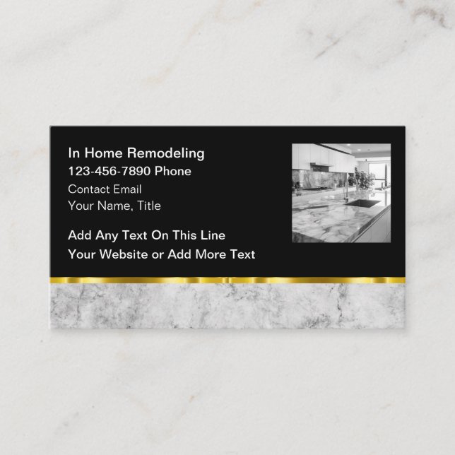 Classy Home Remodeling Services Business Card (Front)