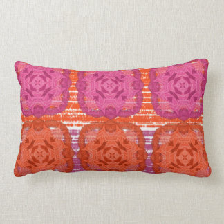 Classy Hot Pink Orange Mix Square Print Lumbar Pillow
