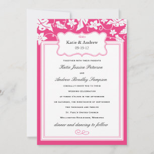 Classy Hot Pink Wedding Invitation Template