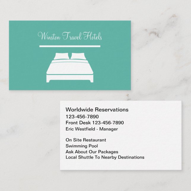 Classy Hotel Travel Business Cards (Front/Back)
