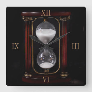 CLASSY HOUR GLASS SQUARE CLOCK