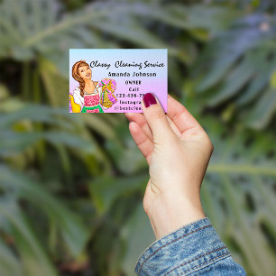 Classy House Cleaning Service Maid Blue Ombre Business Card