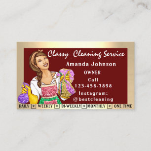 Classy House Office Cleaning Services Maid Golden Business Card