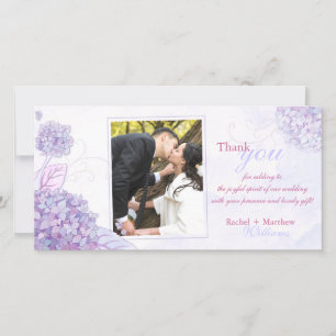 Classy Hydrangeas Wedding Thank You Photo Card