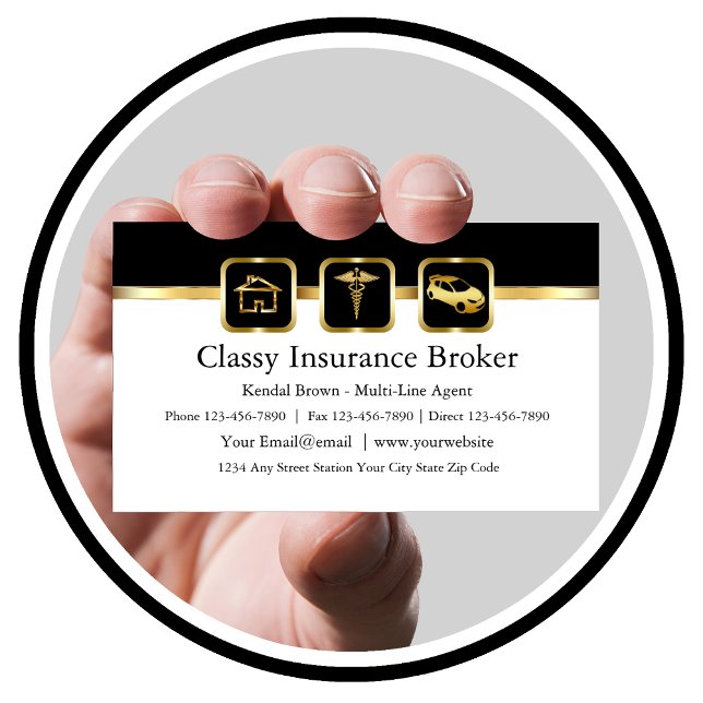 Classy Insurance Broker Business Cards (Creator Uploaded)
