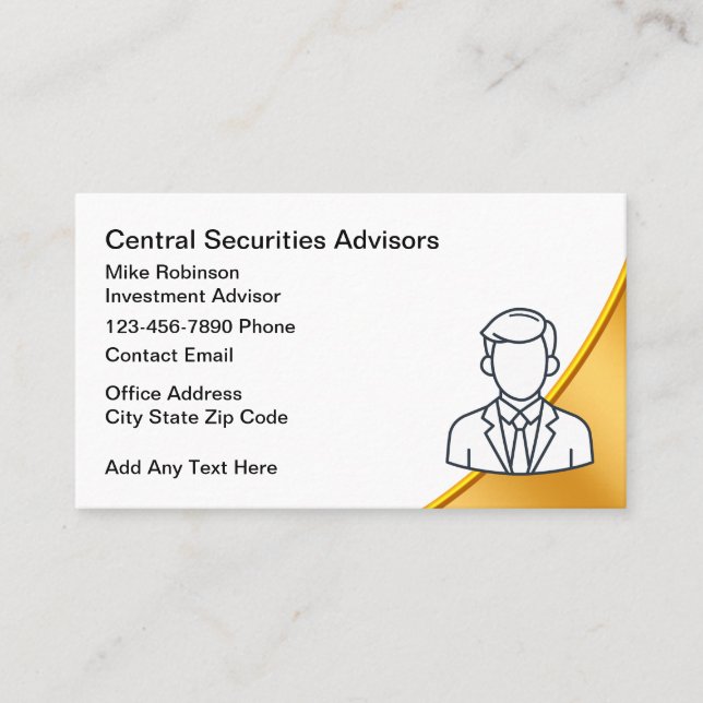Classy Investment Advisor Business Cards  (Front)