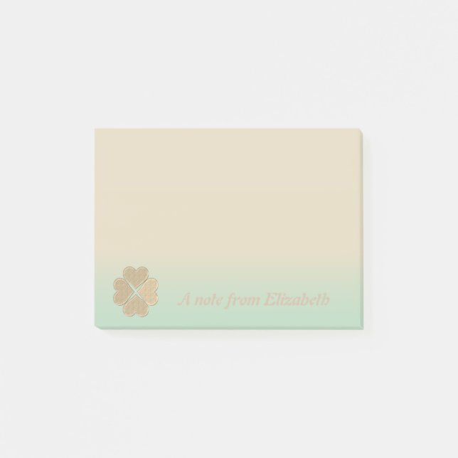 Classy Irish Lucky Shamrock-Personalized Post-it Notes (Front)