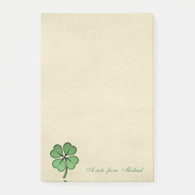 Classy Irish Lucky Shamrock-Personalized Post-it Notes (Front)
