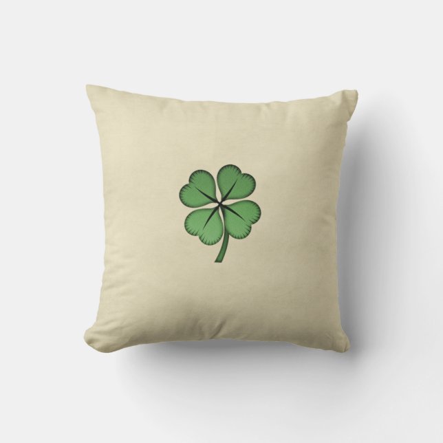 Classy Irish Lucky Shamrock Throw Pillow (Front)