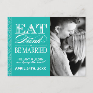 Classy Jade Damask Save the Date Announcement Postcard