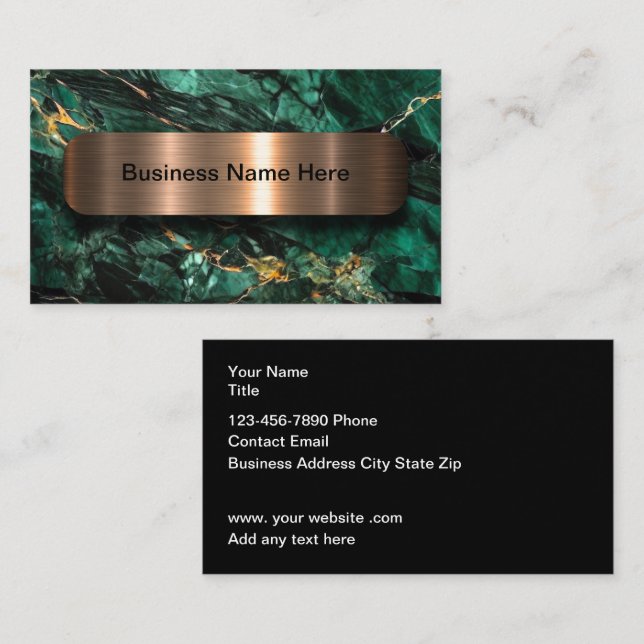 Classy Jade Stone Look Modern Business Cards (Front/Back)