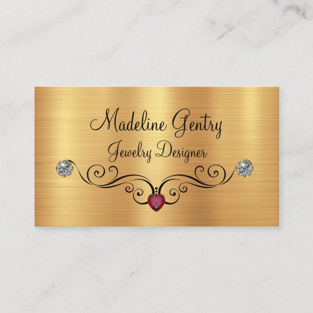 Classy Jewellery Designer Faux Jewels Business Card (Front)
