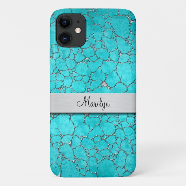Classy Ladies Monogram Turquoise Pattern Case-Mate iPhone Case (Back)