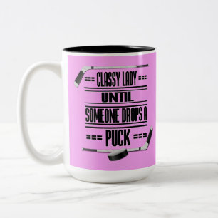 Classy Lady Hockey Humour Pink Two-Tone Coffee Mug