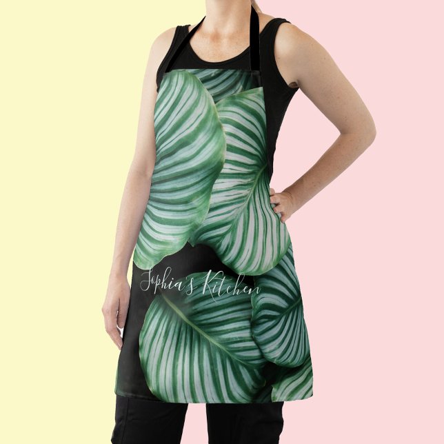 Classy Large Leaf Design, Your Name or Text Apron (Creator Uploaded)