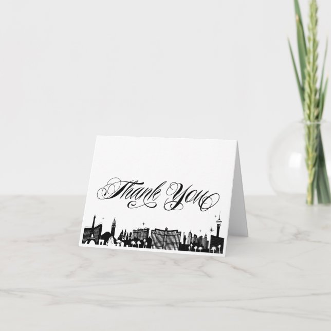 Classy Las Vegas Strip Skyline Thank You Card (Front)