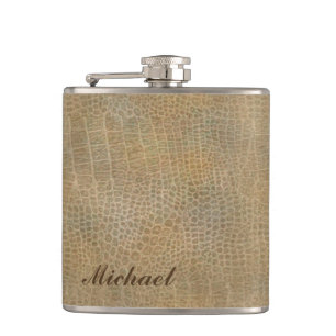 Classy leather look masculine  personalized No.1 Hip Flask