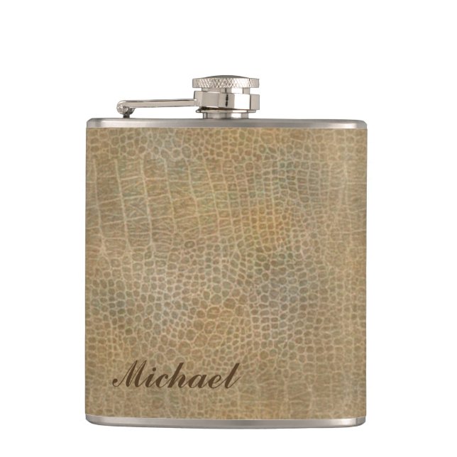 Classy leather look masculine  personalized No.1 Hip Flask (Front)