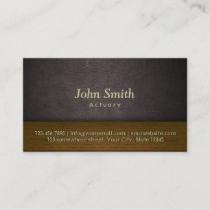 Classy Leather & Wood Actuary Business Card