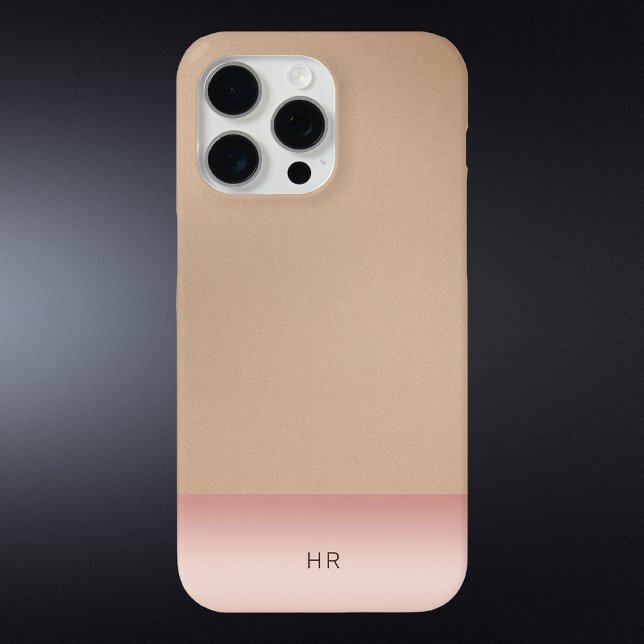 Classy Light Brown Leather & Blush Pink Metal  Case-Mate iPhone Case (Creator Uploaded)