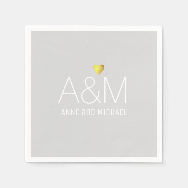 Classy light-grey Wedding Monogrammed Napkin (Front)