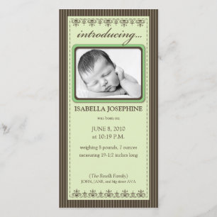 Classy Lime Green Customized Birth Announcement