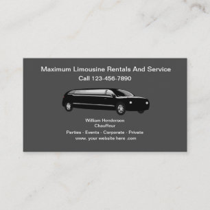 Classy Limousine Chauffeur Service Business Card