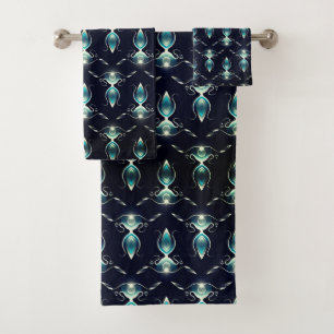 Classy Look of Blue Gems with Glowing Light Bath Towel Set