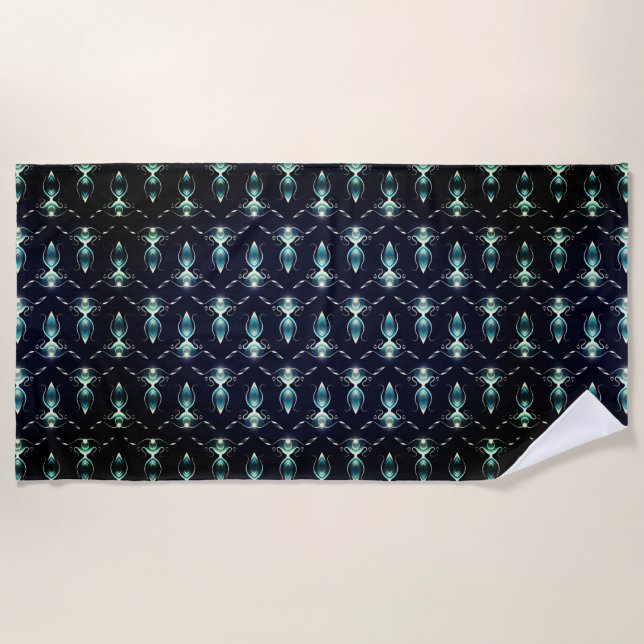 Classy Look of Blue Gems with Glowing Light Beach Towel (Front)