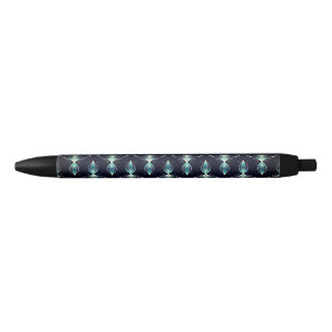 Classy Look of Blue Gems with Glowing Light Black Ink Pen