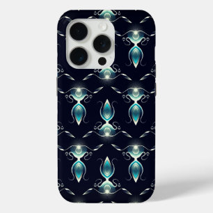 Classy Look of Blue Gems with Glowing Light iPhone 15 Pro Case